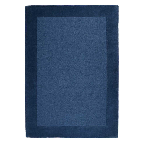 Colours Blue Wool Rug Plain Border