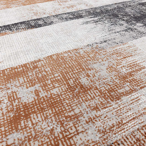 Kuza Lines Terracotta Velvet Soft Rug