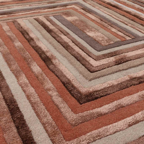 Matrix Wool Viscose 80 Network Terracotta Rug