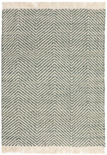 Vigo Green Cream Flatweave Fringe Rug