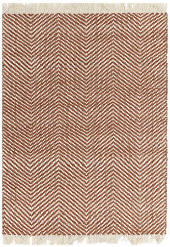Vigo Rust Cream Flatweave Fringe Rug