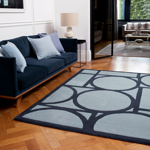 Metro Modern Style Blue Wool Rug
