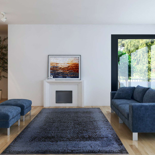 Elodie Indigo Black Rug