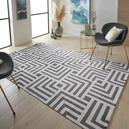 Lugano LUG01 Silky Modern Geometric Rug