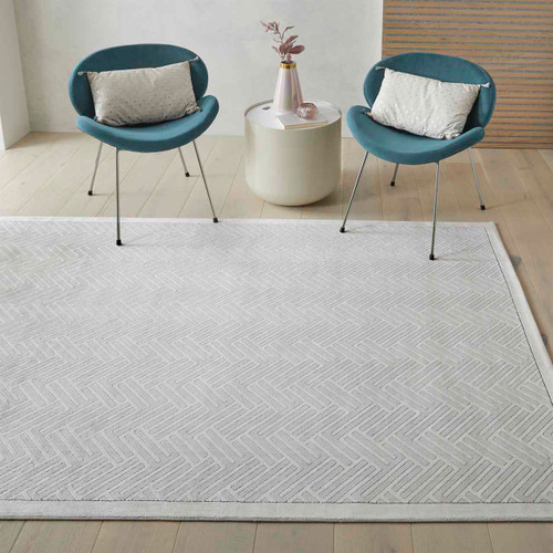 Lugano LUG03 Silky Modern Grey Ivory Rug