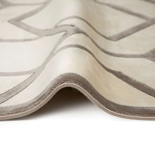Lugano LUG04 Silky Modern Ivory Light Grey Rug