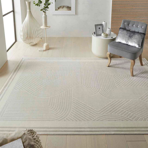 Lugano LUG05 Silky Modern Light Grey Ivory Rug