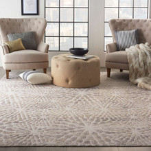 On Sale Abstract Silky Textures SLY07 Ivory Beige Rug 119x180cm