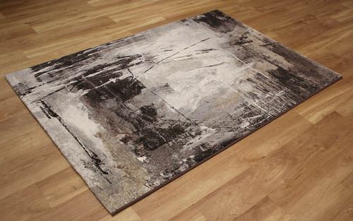 Brown Grey Abstract Hardwearing Galleria Rug 9293