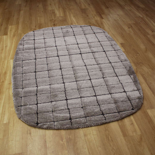 Silky Grey Rounded Rectangle Dune Rug 2181