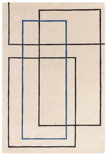 Reef Rug RF19 Outline Cream Blue Wool