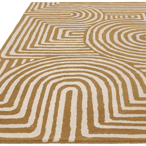 Reef Wool Rug RF28 Curve Gold Ochre