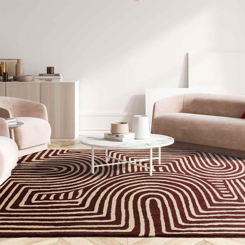 Reef Wool Rug RF29 Curve Plum