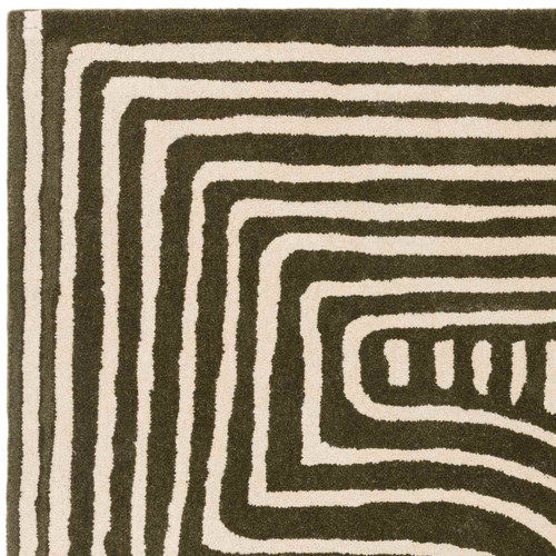 Reef Wool Rug RF30 Curve Forest Khaki