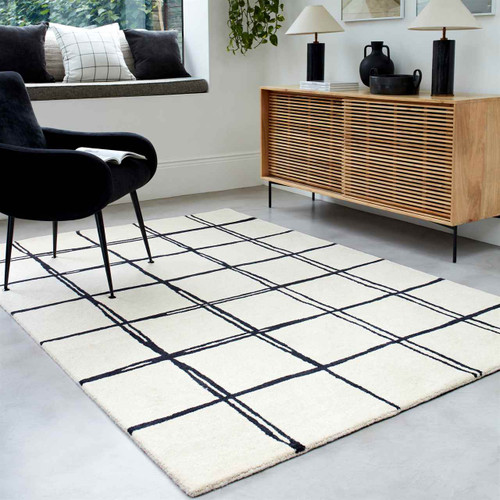 Albany Wool Rug Grid Monochrome