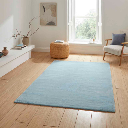 Snug Rug Blue Luxuriously Soft Plain Rug