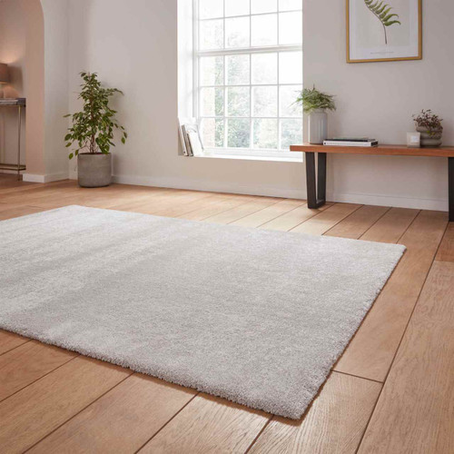 Cove Silver Soft Plain Short Shaggy Rug