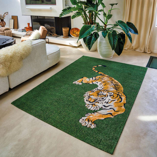 Tiger Green On Fire 9388 LDP Indoor Outdoor Washable Eco Rug