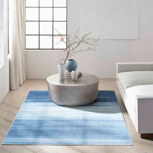 Calvin Klein Thin Washable Rug Launder Ombre Aqua