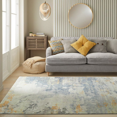 Washable Rug Modern Lux Grey Yellow 