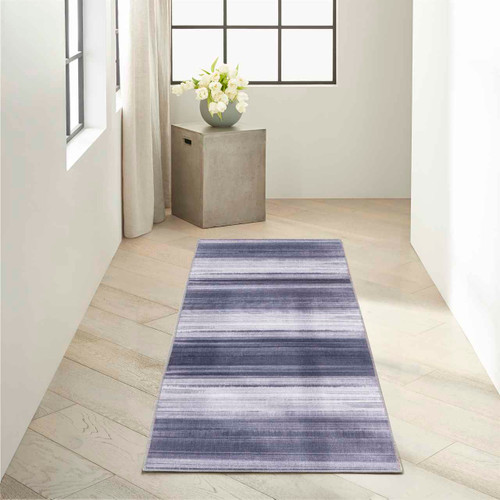 Calvin Klein Thin Washable Rug Launder Ombre Grey Blue