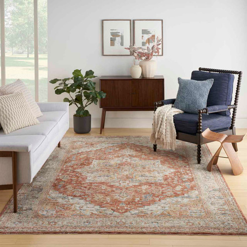 Sahar Traditional Silk Look Rug Ivory Multicolour 