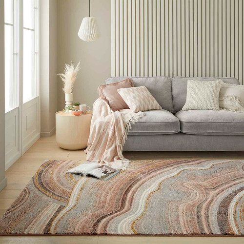 Amara Soft Stylish Abstract Rug Blush Pink Grey 