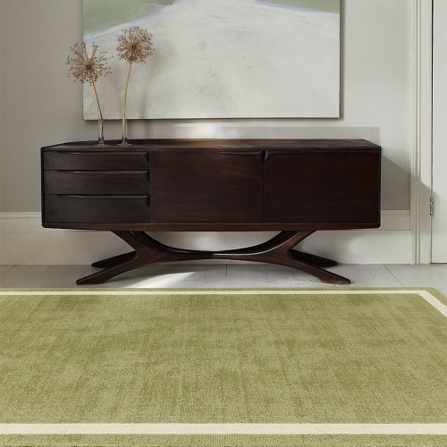 Albi Green Pure Wool Plain Rug