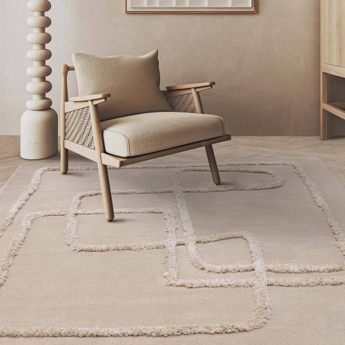 Matrix 95 Infinity Sand Thick Wool Floor Rug