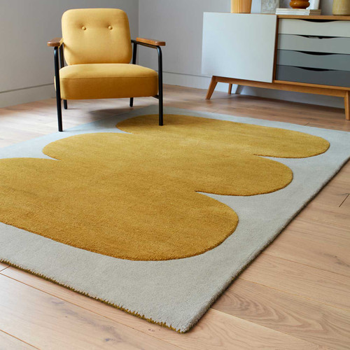 Canvas Sculpt Yellow Sculpted Modern Wool Rug