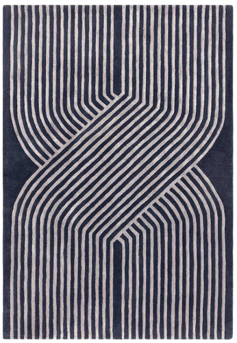Matrix 97 Solstice Navy Rug Silky Lines Viscose Wool