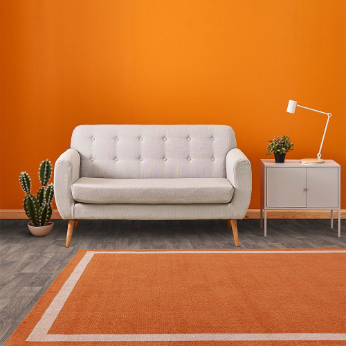 Albi Orange Pure Wool Plain Rug