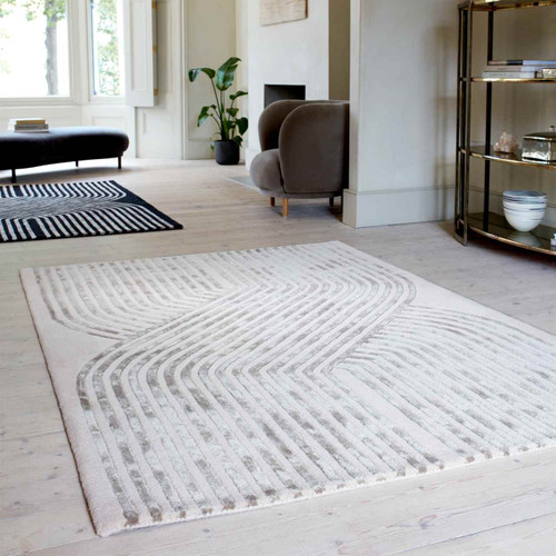 Matrix 99 Solstice Ivory Rug Silky Lines Viscose Wool
