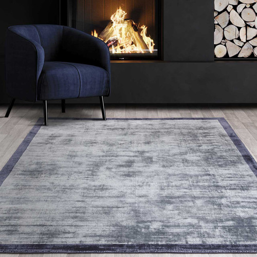 Blade Border Handwoven Rug Airforce Navy 06