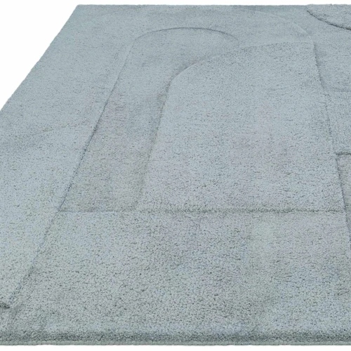 Tova Plain Light Blue Rug Thick Carved Finish