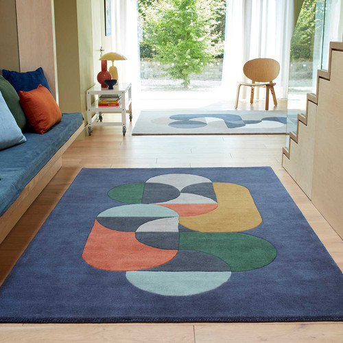 Matrix 91 Statement Navy Multi Stylish Wool Rug