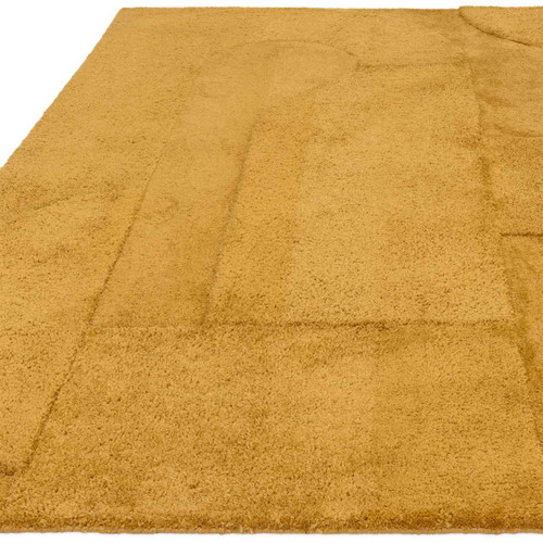Tova Plain Ochre Rug Thick Carved Finish