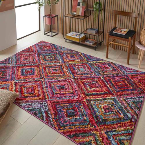 Carnaval Purple Multi Hardwearing Rug CAR105