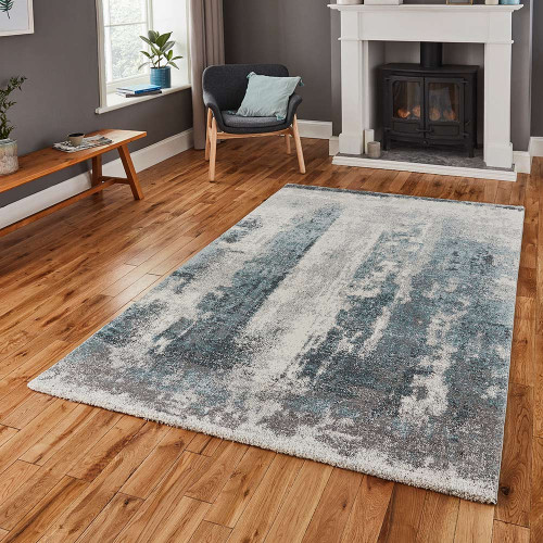 Brooklyn Rug 8595 Ivory Grey Blue Runner