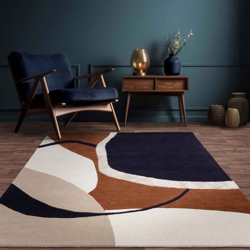 Matrix 105 Signature Rust White Navy Stylish Wool Rug