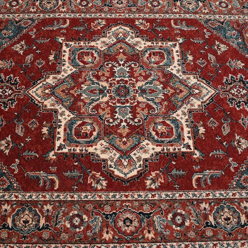 Kashqai Wool Rug 4354 Rust Grey Runner