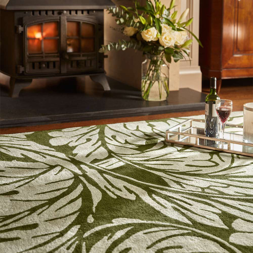 Origins Heritage Two Moss Floral Wool Rug Circle