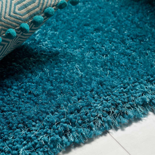 Origins Chicago Dark Teal Thick Shaggy Rug Circle