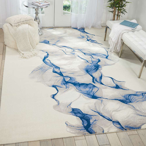 Abstract Twilight Rug Ivory Blue TWI27 Circle
