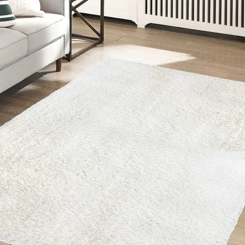 Snug Super Soft Shaggy Rug Plain Ivory