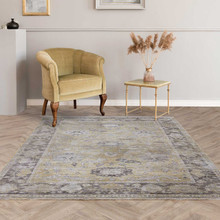 On Sale Jasper JA06 Gold Silky Traditional Fringe Rug 160x240cm