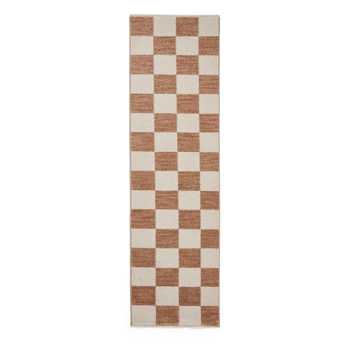 Baltimore Beige White Modern Checker Rug Runner