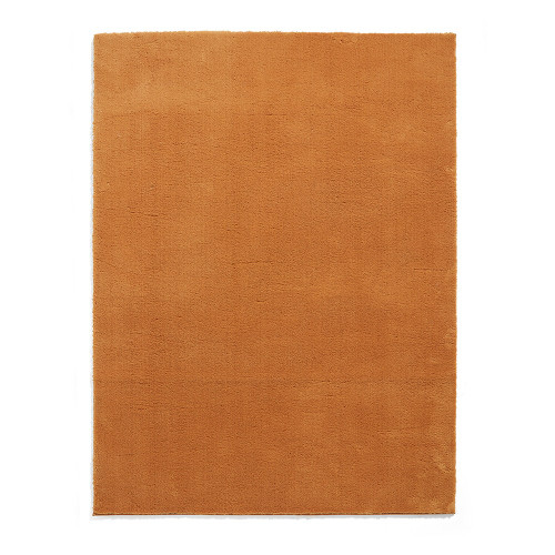 Bay Camel Orange Plain Shaggy Washable Rug