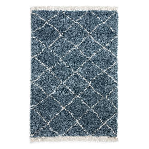 Boho 5413 Blue Berber Shaggy Moroccan Rug