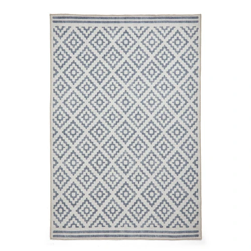 Coral Blue Modern Diamonds Washable Rug